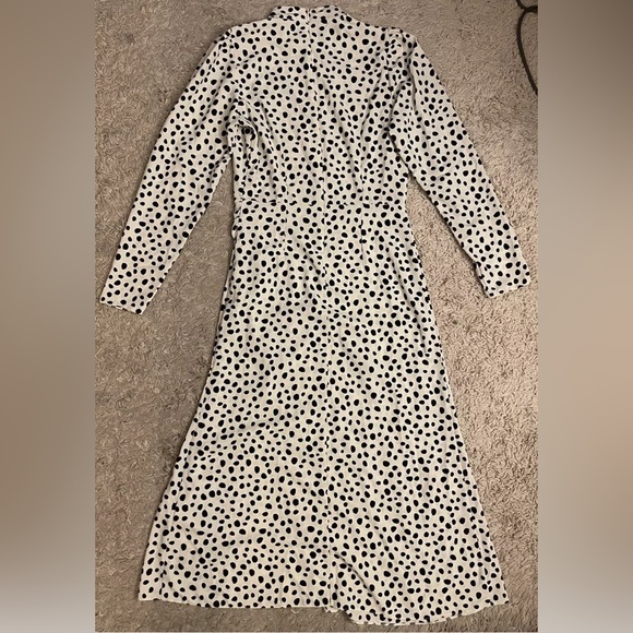 MISS SELFRIDGE ivory black polka dot long sleeve midi dress 4 - Picture 5 of 5